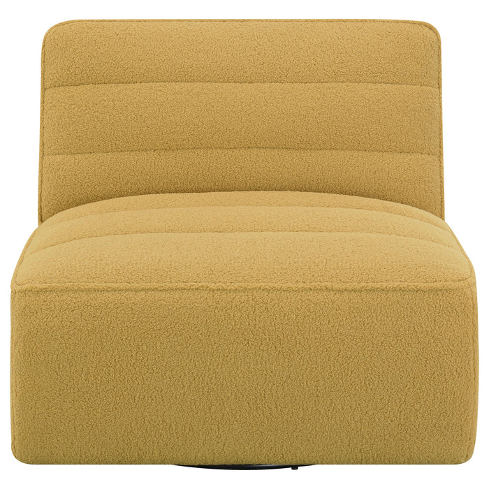 Coaster Cobie Upholstered Swivel Armless Chair Mustard Default Title