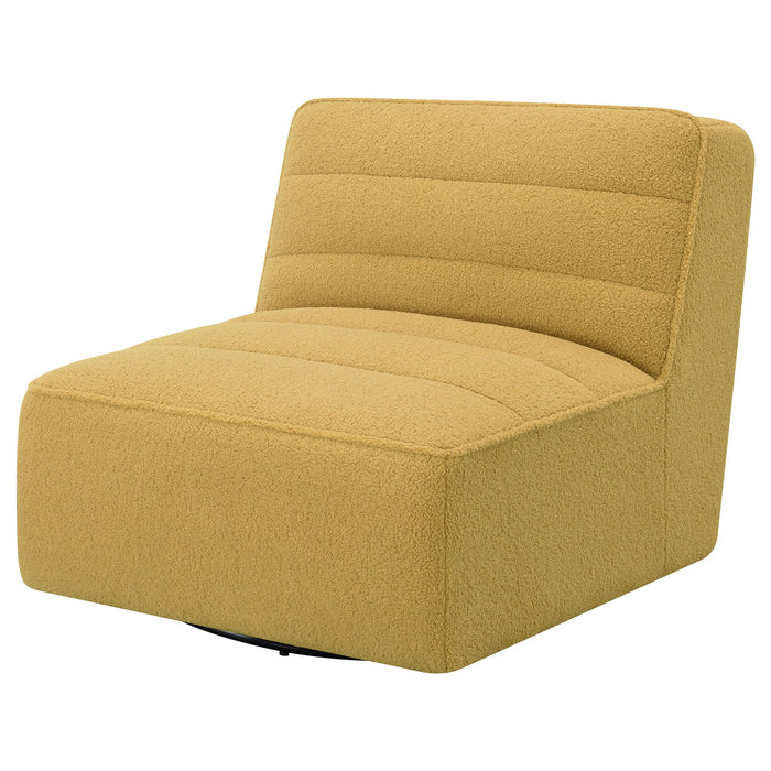 Coaster Cobie Upholstered Swivel Armless Chair Mustard Default Title