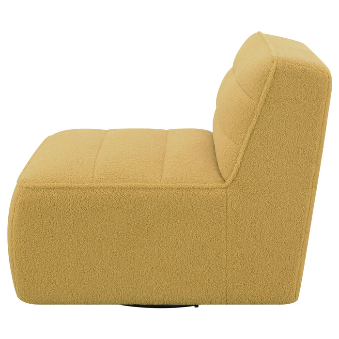 Coaster Cobie Upholstered Swivel Armless Chair Mustard Default Title