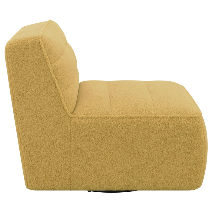 Coaster Cobie Upholstered Swivel Armless Chair Mustard Default Title