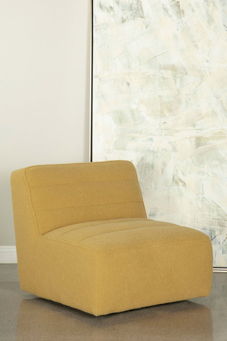 Coaster Cobie Upholstered Swivel Armless Chair Mustard Default Title