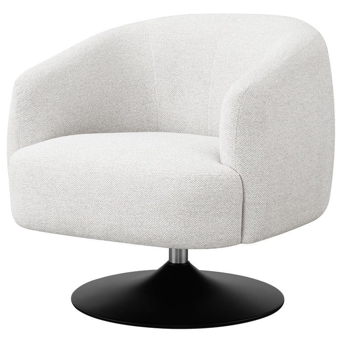 Coaster Dave Upholstered Swivel Accent Chair Beige and Matte Black Default Title