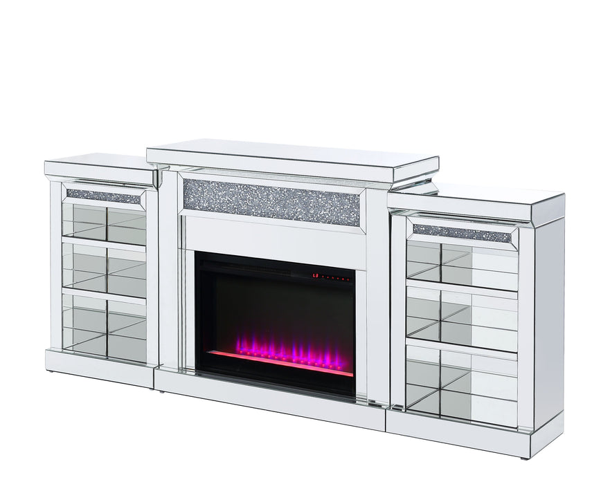 Noralie Glam Fireplace with 2 Side Shelves