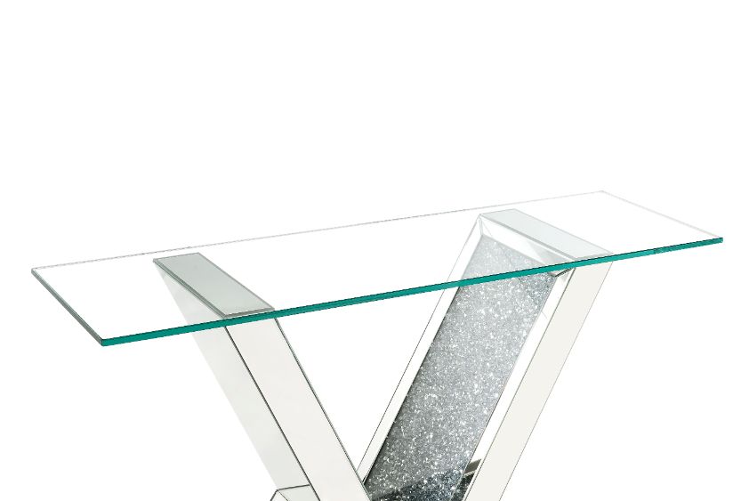 Noralie Glam Rectangular Console Table with "V" Shape Pedestal Base