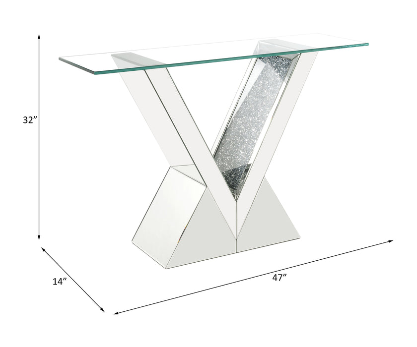 Noralie Glam Rectangular Console Table with "V" Shape Pedestal Base