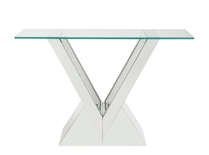 Noralie Glam Rectangular Console Table with "V" Shape Pedestal Base