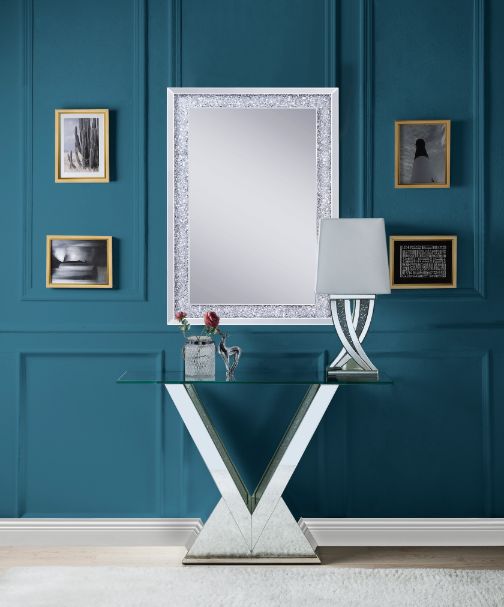 Noralie Glam Rectangular Console Table with "V" Shape Pedestal Base