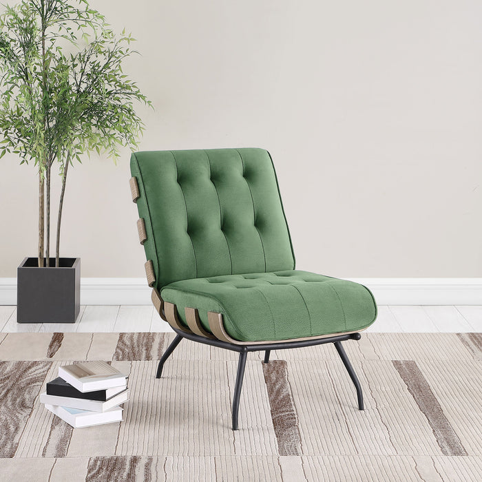 Coaster Aloma Armless Tufted Accent Chair Green Brown