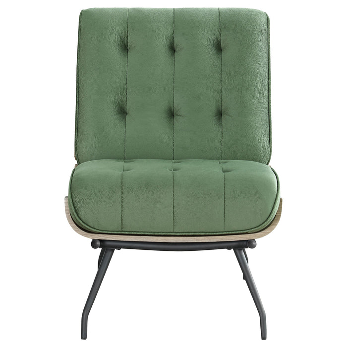 Coaster Aloma Armless Tufted Accent Chair Green Brown