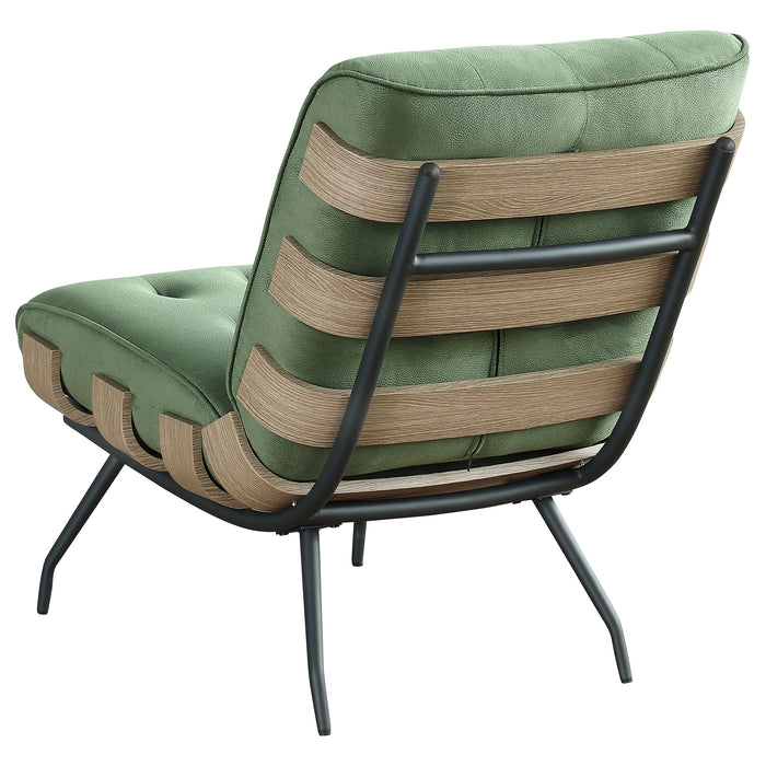 Coaster Aloma Armless Tufted Accent Chair Green Brown