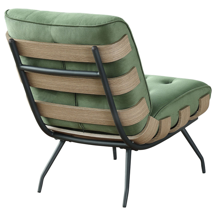 Coaster Aloma Armless Tufted Accent Chair Green Brown