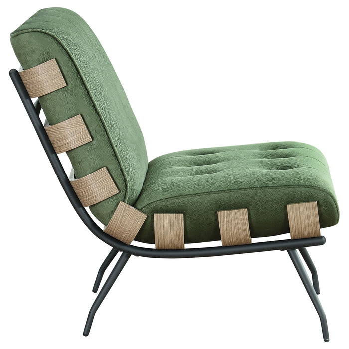 Coaster Aloma Armless Tufted Accent Chair Green Brown