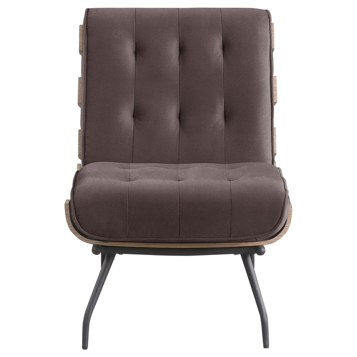 Coaster Aloma Armless Tufted Accent Chair Green Brown