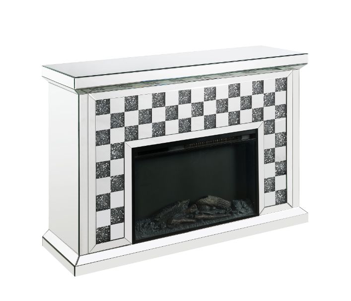 Noralie Glam Fireplace with Checkered Pattern