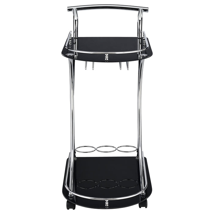 Coaster Elfman 2-shelve Serving Cart Chrome and Black White