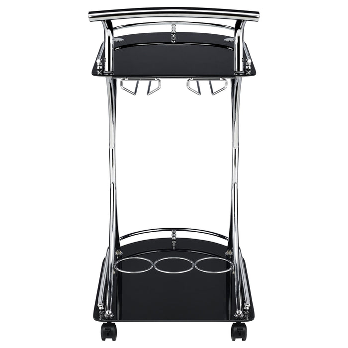 Coaster Elfman 2-shelve Serving Cart Chrome and Black White