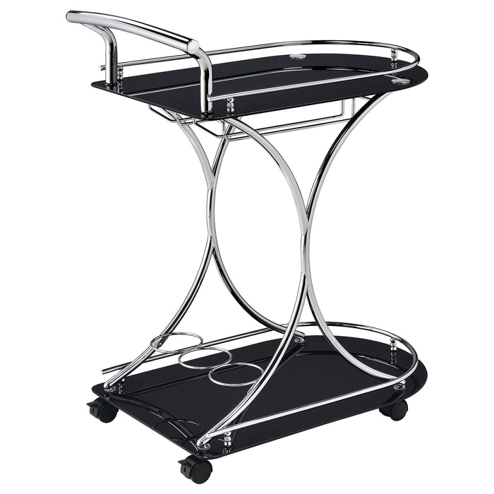 Coaster Elfman 2-shelve Serving Cart Chrome and Black White