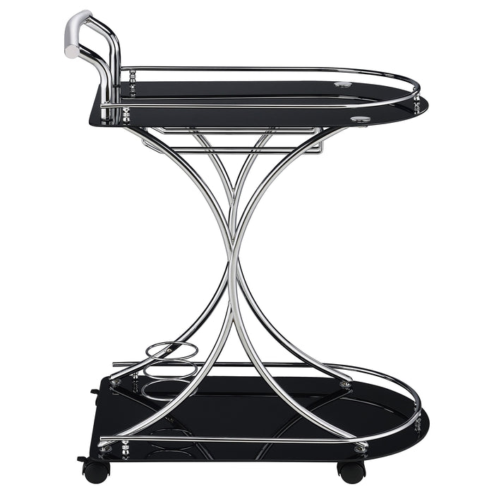 Coaster Elfman 2-shelve Serving Cart Chrome and Black White