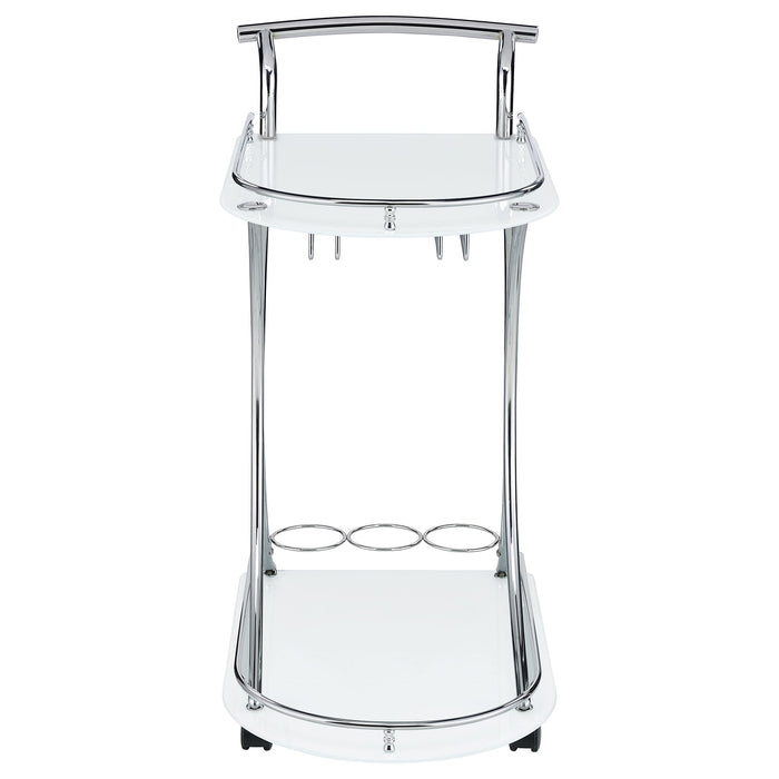 Coaster Elfman 2-shelve Serving Cart Chrome and Black White