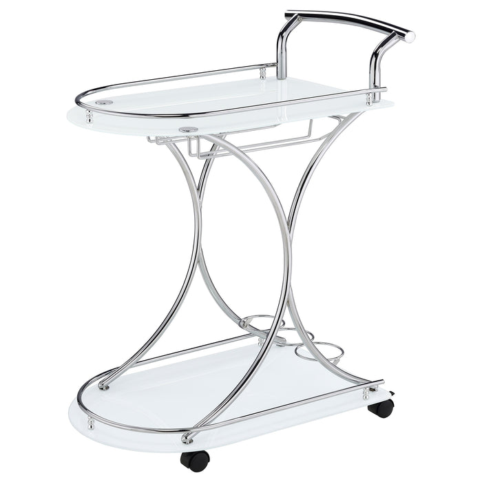 Coaster Elfman 2-shelve Serving Cart Chrome and Black White