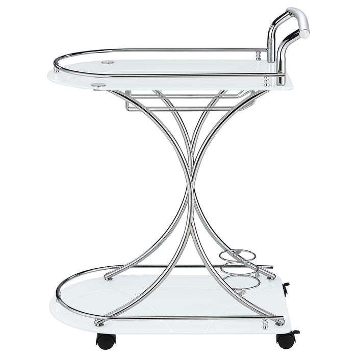 Coaster Elfman 2-shelve Serving Cart Chrome and Black White