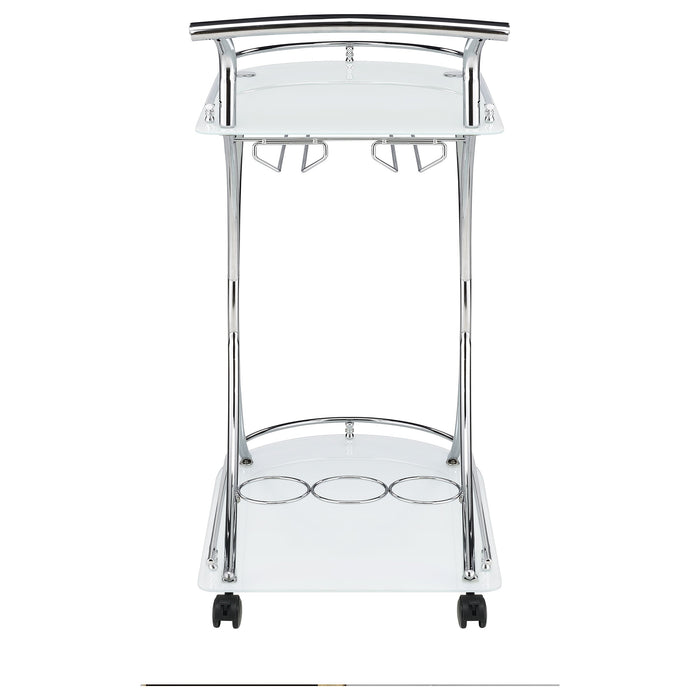 Coaster Elfman 2-shelve Serving Cart Chrome and Black White