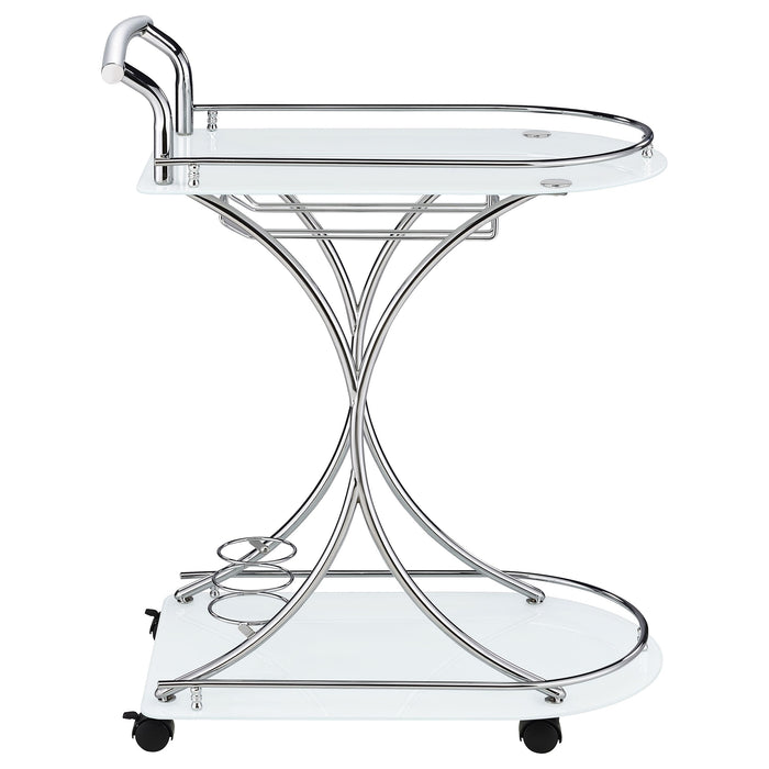 Coaster Elfman 2-shelve Serving Cart Chrome and Black White