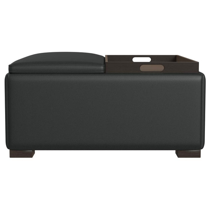 Paris Upholstered Storage Ottoman with Trays Black