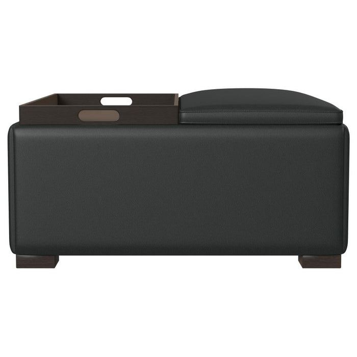 Paris Upholstered Storage Ottoman with Trays Black