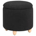 Coaster Valia Faux Sheepskin Upholstered Round Storage Ottoman Black Black