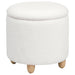 Coaster Valia Faux Sheepskin Upholstered Round Storage Ottoman Black White