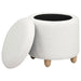 Coaster Valia Faux Sheepskin Upholstered Round Storage Ottoman Black White