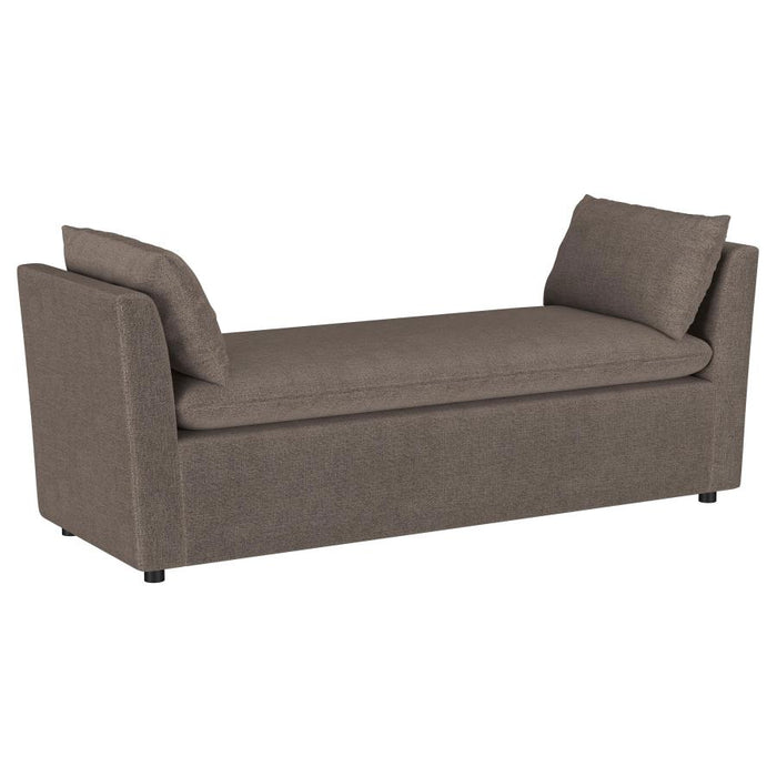 Robin Upholstered Accent Bench with Armrests Brown