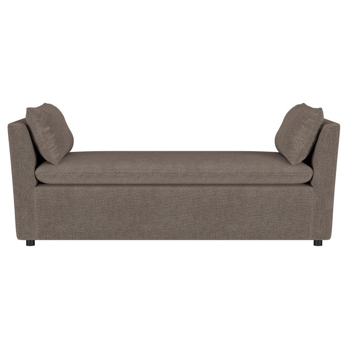 Robin Upholstered Accent Bench with Armrests Brown