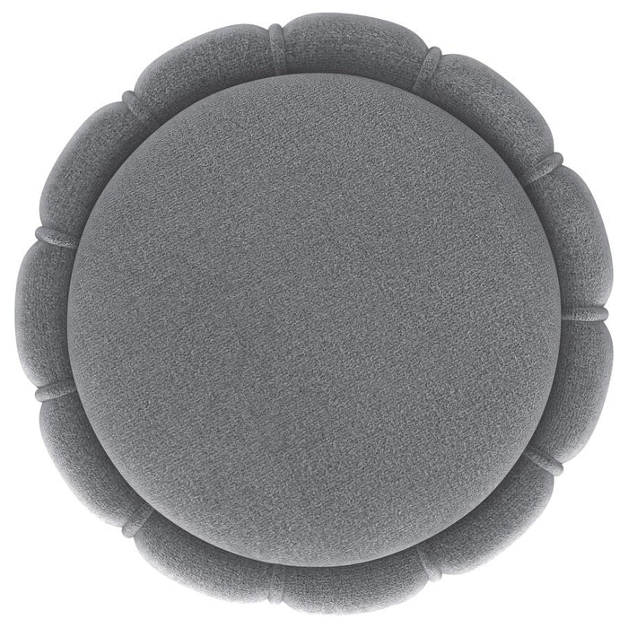 Sora Round Upholstered Ottoman Grey