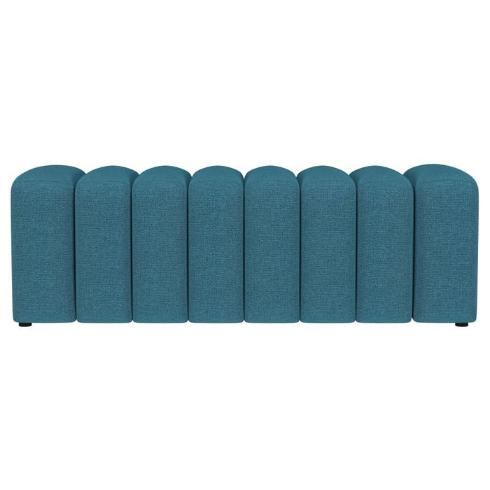 Summer Fabric Upholstered Tufted Accent Bench Peacock Blue