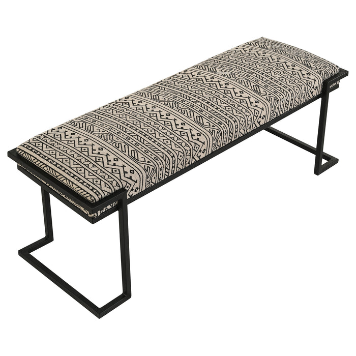 Alfaro Fabric Upholstered Accent Bench Black and White