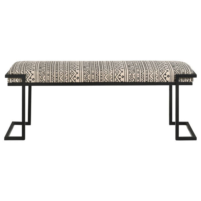 Alfaro Fabric Upholstered Accent Bench Black and White