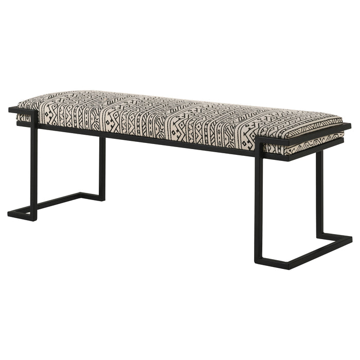 Alfaro Fabric Upholstered Accent Bench Black and White