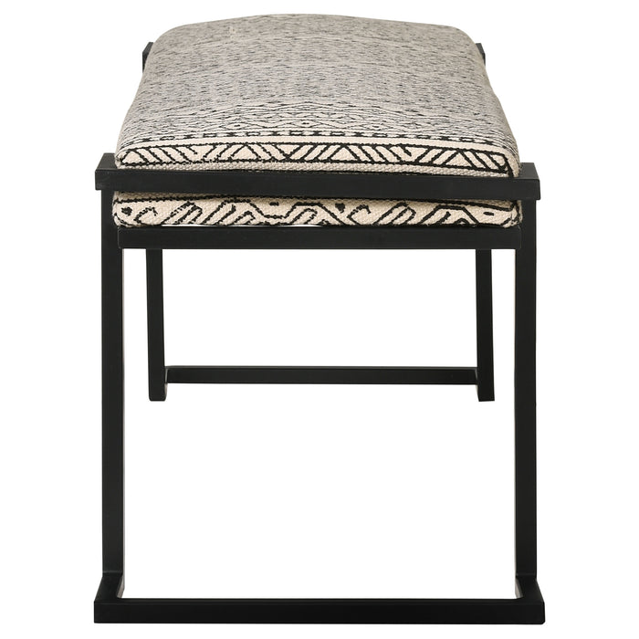 Alfaro Fabric Upholstered Accent Bench Black and White