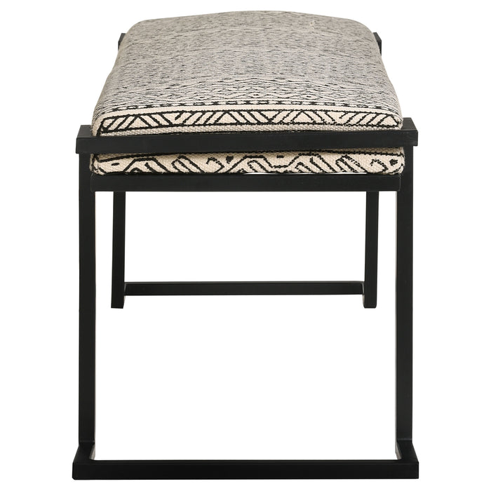 Alfaro Fabric Upholstered Accent Bench Black and White