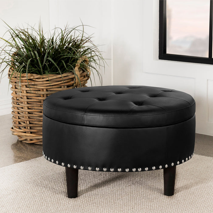 Jace Upholstered Tufted Storage Ottoman Black