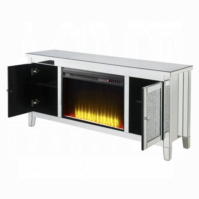 Noralie Glam TV Stand with Fireplace with Tapered Legs