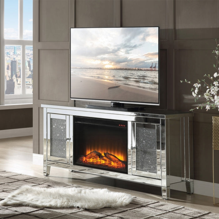 Noralie Glam TV Stand with Fireplace with Tapered Legs