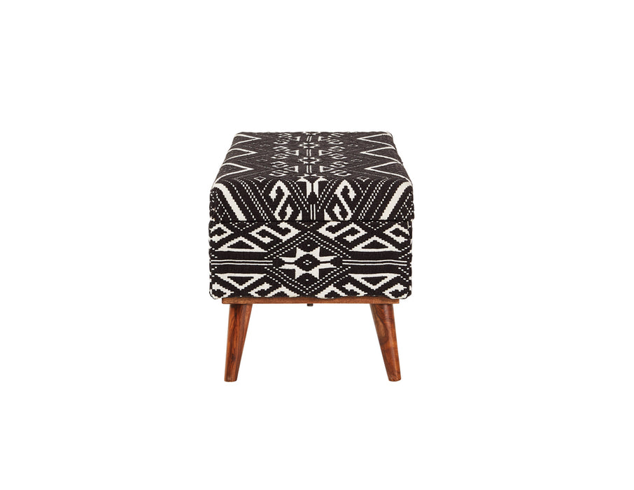 Cababi Tribal Fabric Upholstered Accent Storage Bench Black