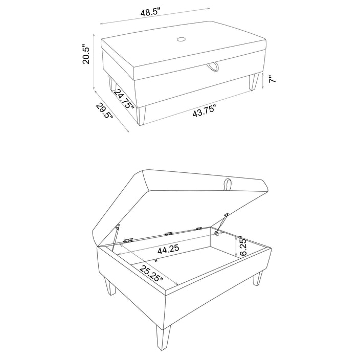 Ernest Rectangular Upholstered Storage Ottoman Black and White