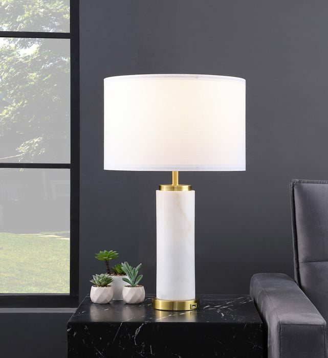 Coaster Lucius Drum Shade Bedside Table Lamp White and Gold Default Title