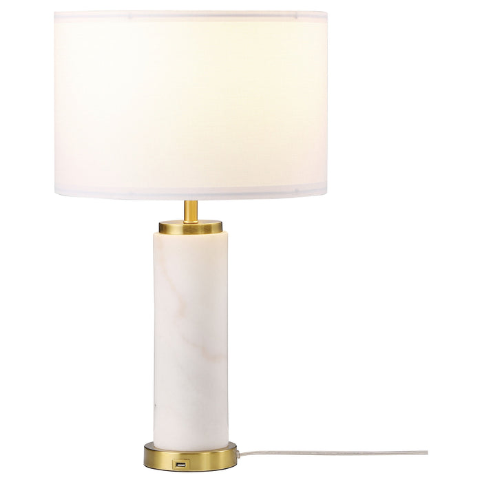 Coaster Lucius Drum Shade Bedside Table Lamp White and Gold Default Title