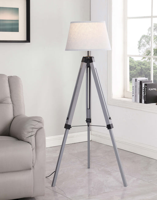 Coaster Dayton Adjustable Empire Shade Tripod Floor Lamp Grey Default Title