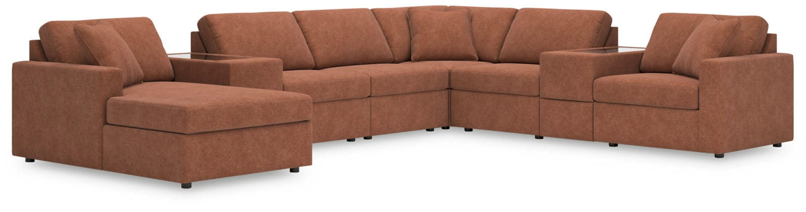 Modmax 8-Piece Modular Performance Fabric Sectional with Chaise and Storage Consoles